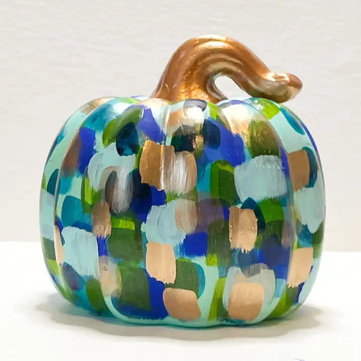 BLUE/GREEN ABSTRACT PUMPKIN (SMALL)