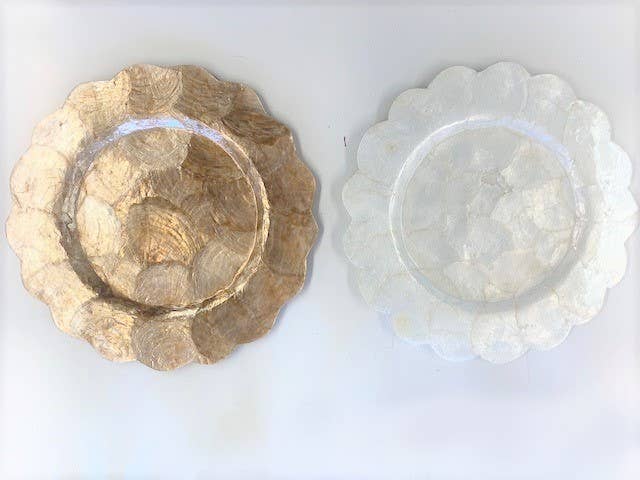 13" Capiz Scalloped Round Plate/Charger