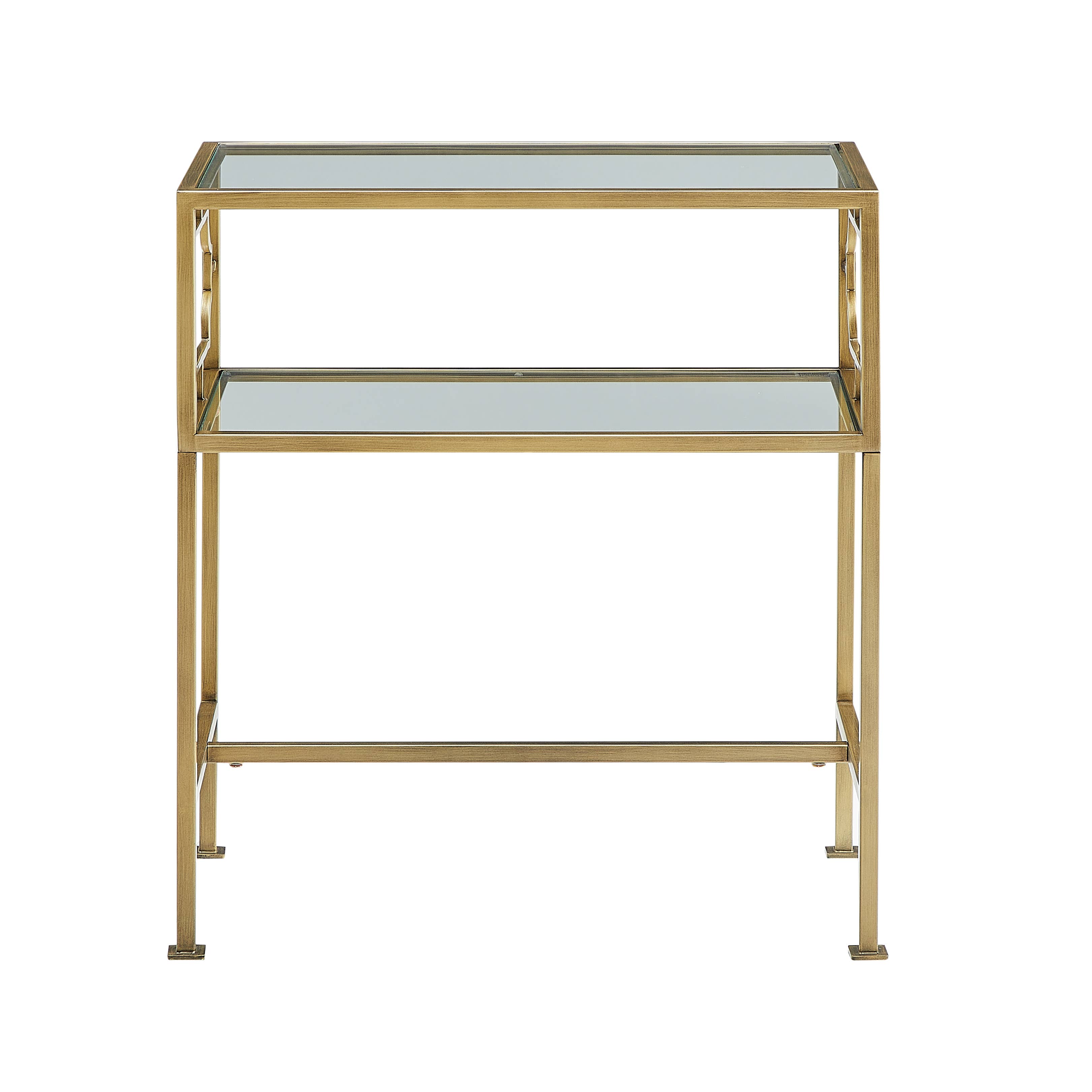 Gretna Rectangular Antique Gold Metal and Glass Accent Table