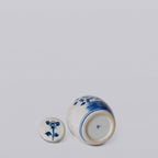 Blue and White Porcelain Mini Peony Floral Round Jar