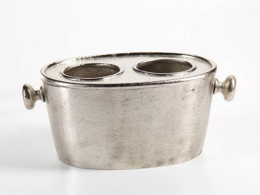 Raw Aluminum Two Bottle Wine Holder - Nickel