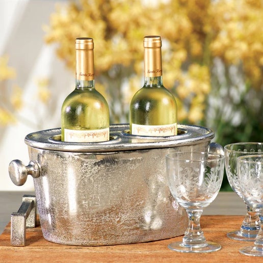 Raw Aluminum Two Bottle Wine Holder - Nickel