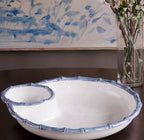 VIDA Bamboo Large Chip & Dip Bowl (White and Blue)