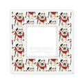 White Bulldog with Red & Black Bandana 4x4 Frame