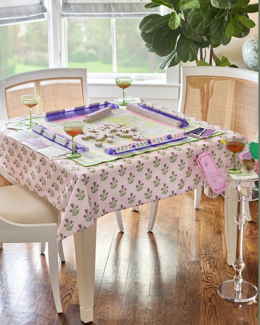 Purple Thistle Instructional Mahjong Tablecloth